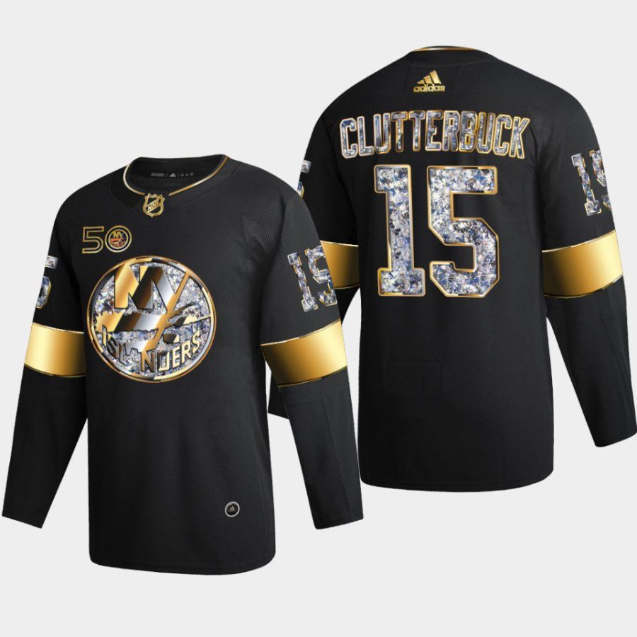 2022 23 cal clutterbuck islanders black golden diamond 50th anniversary jersey