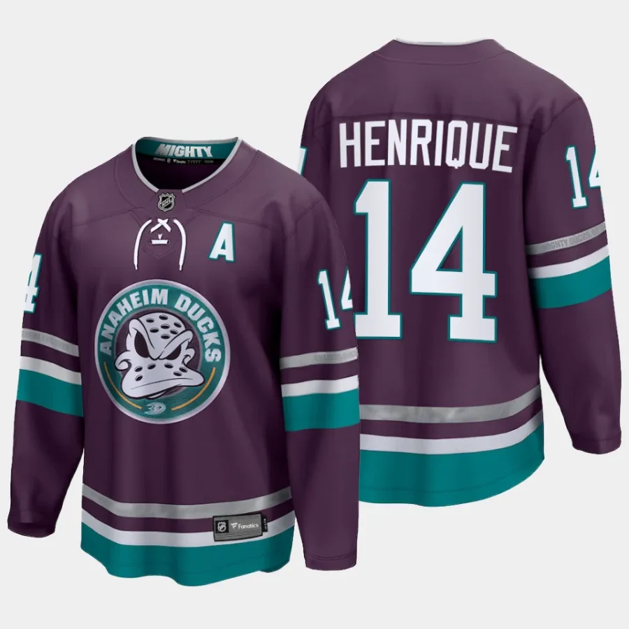 anaheim ducks adam henrique 30th anniversary 2023 24 premier breakaway player jersey purple