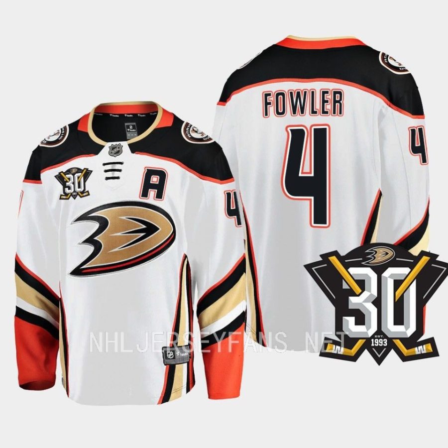 anaheim ducks cam fowler 30th anniversary 2023 24 away jersey white