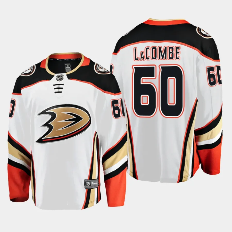 anaheim ducks jackson lacombe away breakaway player jersey white