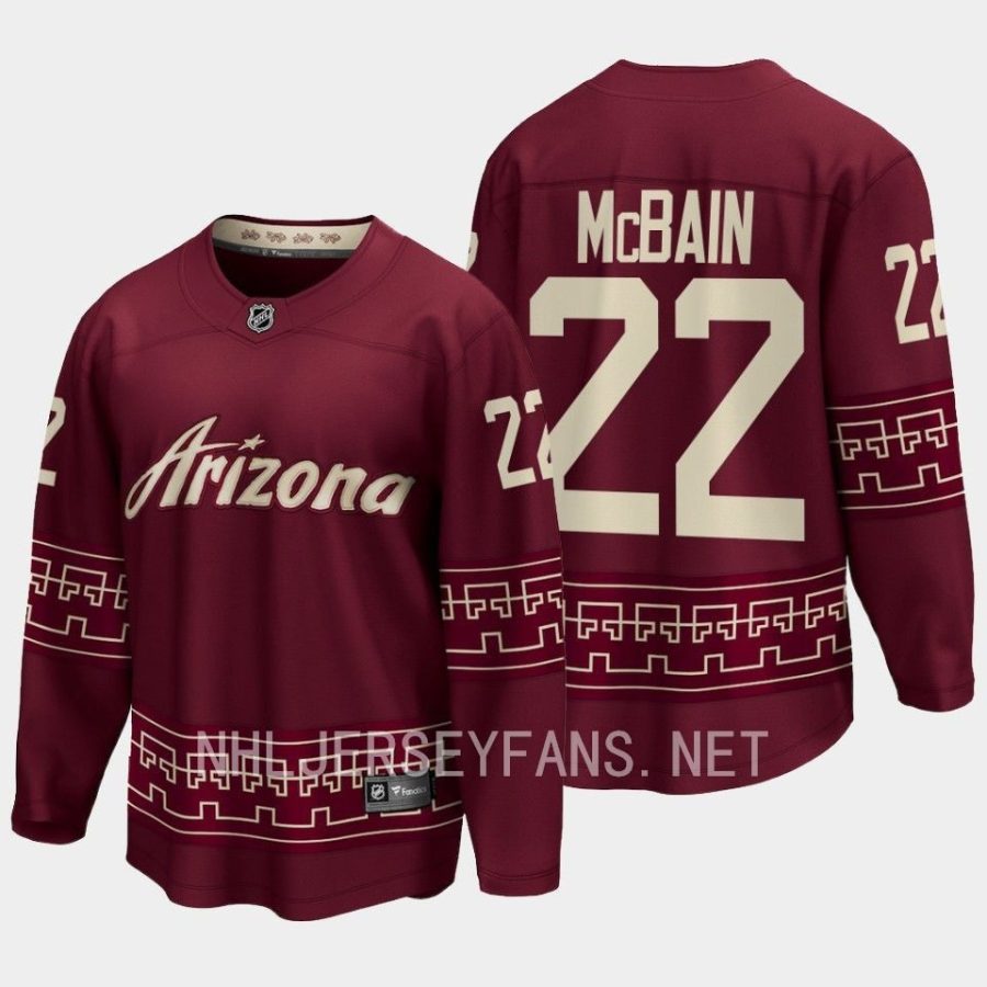 arizona coyotes jack mcbain desert night alternate 2022 23 premier breakaway jersey garnet