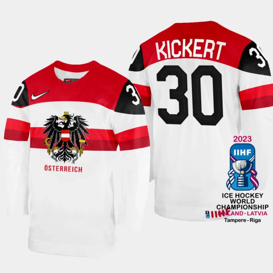 australia hockey david kickert 2023 iihf world championship home jersey white