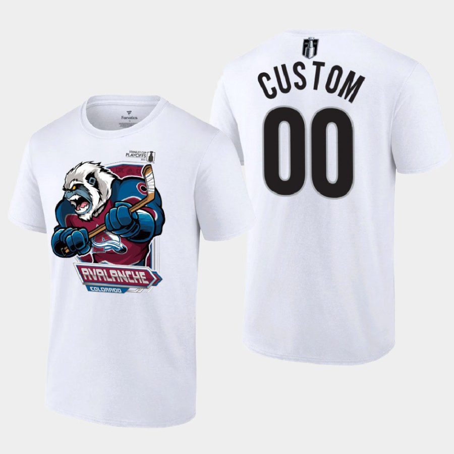 avalanche custom white mascot 2022 central division champs tee