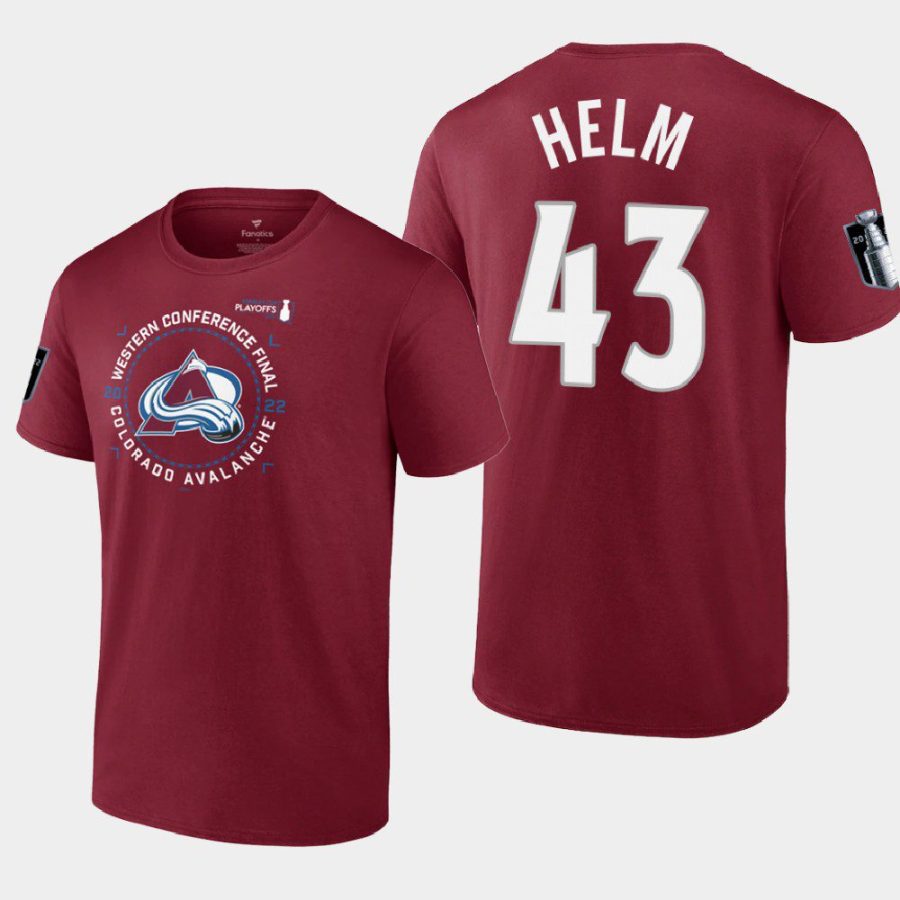 avalanche darren helm burgundy western finals 2022 stanley cup playoffs tee