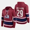 avalanche nathan mackinnon burgundy name number lace up pullover hoodie