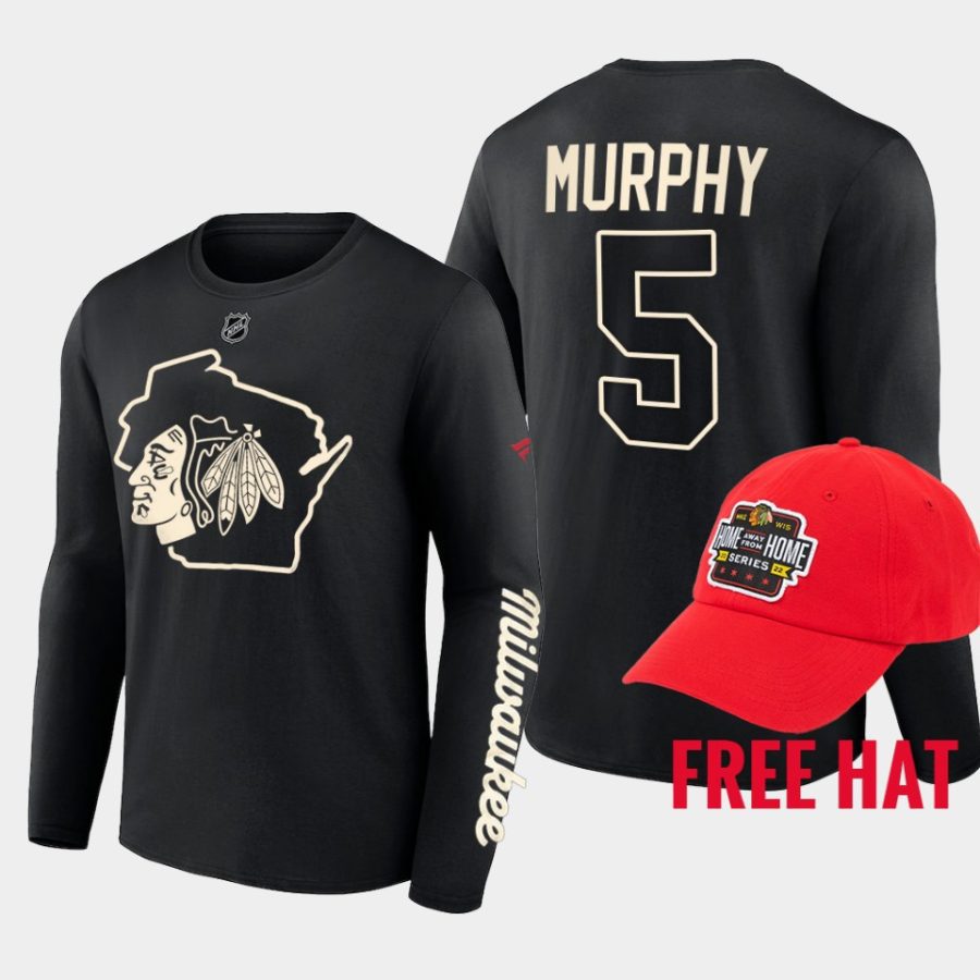 blackhawks connor murphy black milwaukee home away from home hat t shirt