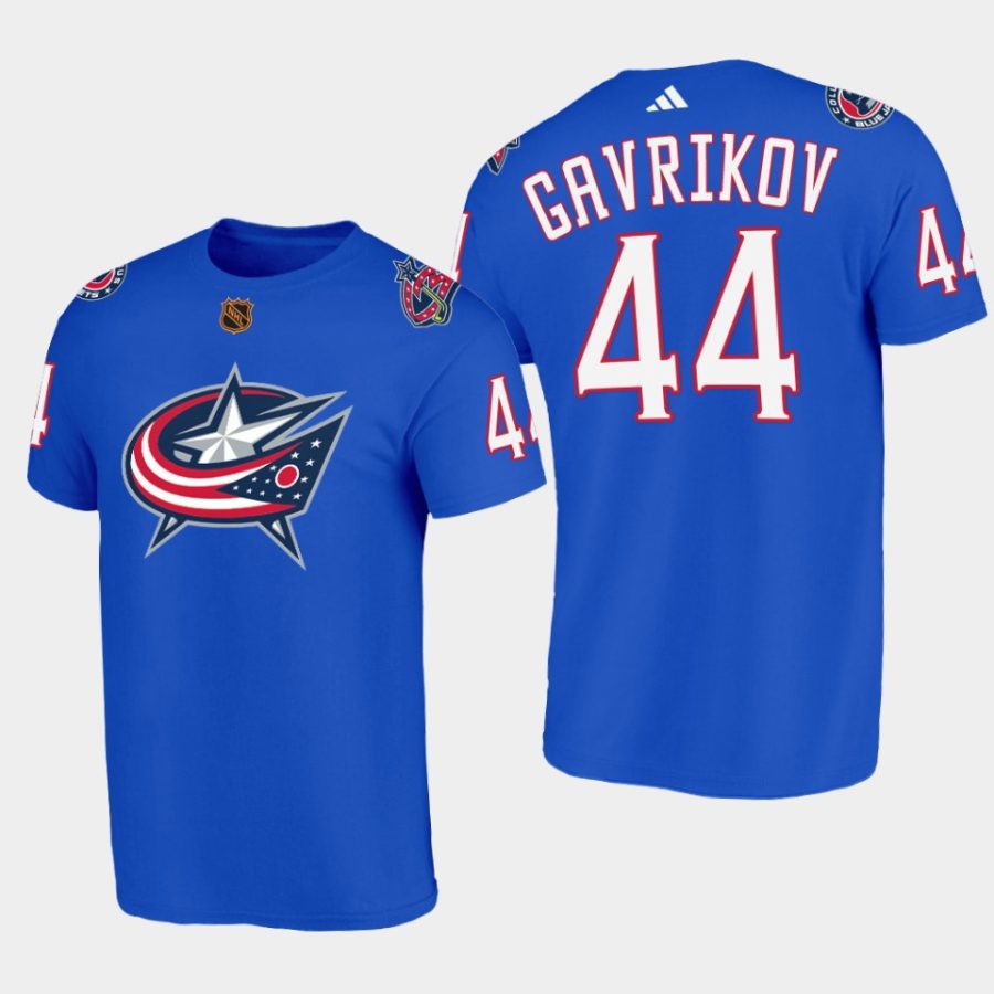 blue jackets vladislav gavrikov blue reverse retro 2.0 special edition t shirt