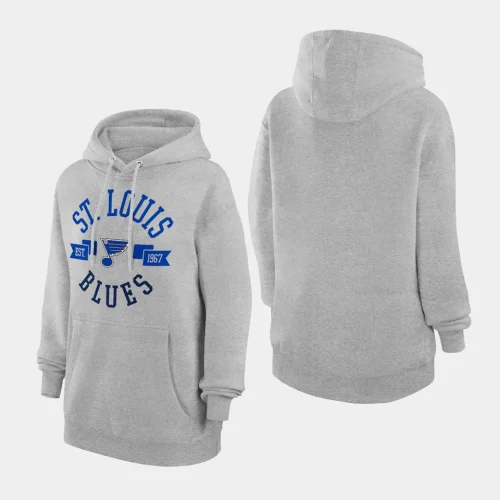 blues women heather gray city graphic fleece pullover hoodie