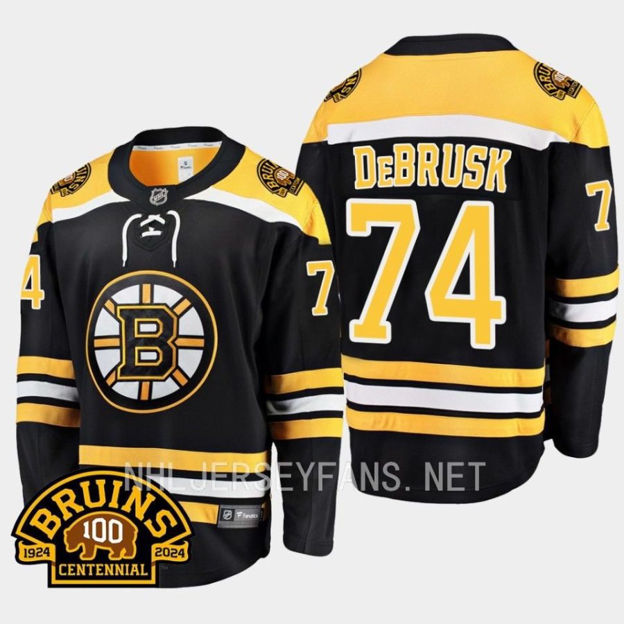 boston bruins jake debrusk 100th centennial 2023 24 home jersey black