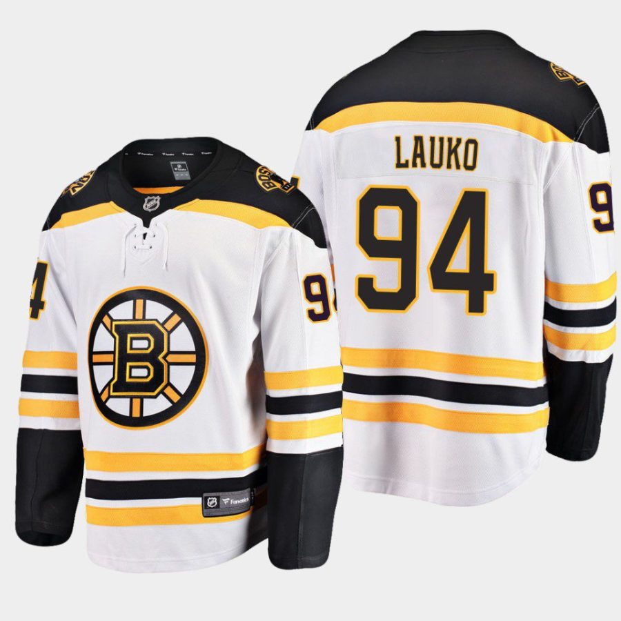 boston bruins jakub lauko away breakaway player jersey white