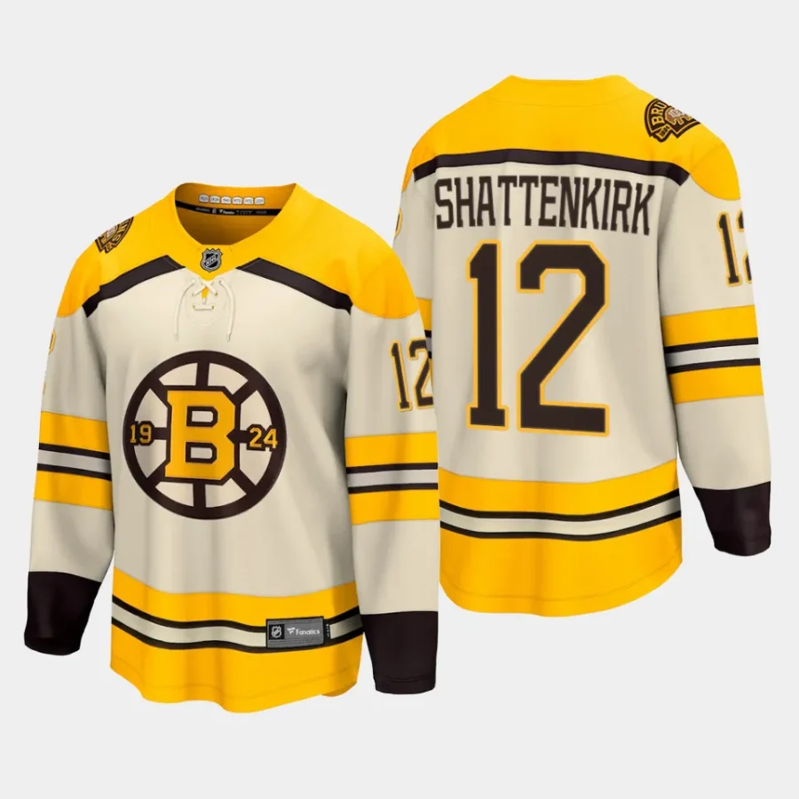 boston bruins kevin shattenkirk 100th anniversary 2023 24 premier breakaway player jersey cream