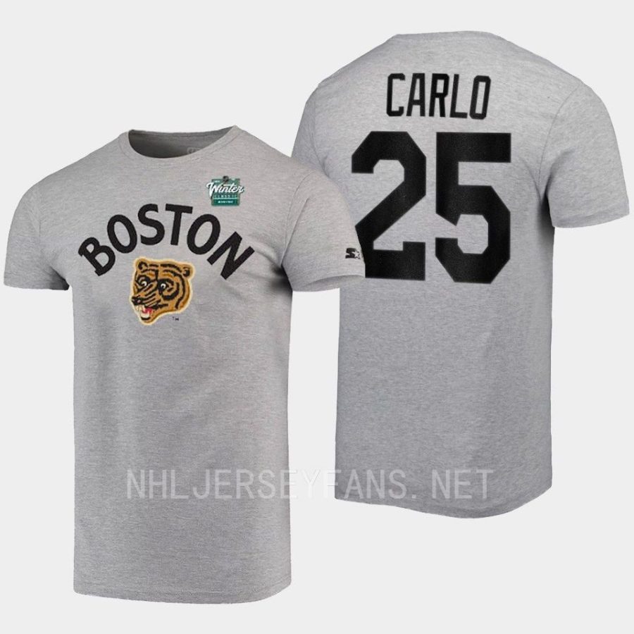 bruins brandon carlo grey logo 2023 winter classic t shirt