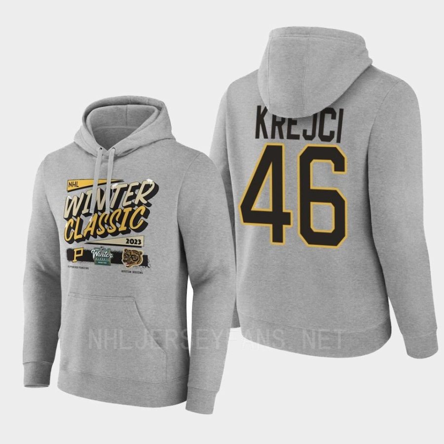 bruins david krejci grey 2023 winter classic matchup hoodie