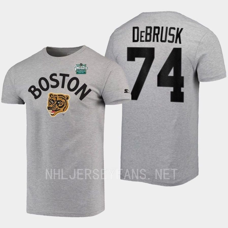 bruins jake debrusk grey logo 2023 winter classic t shirt