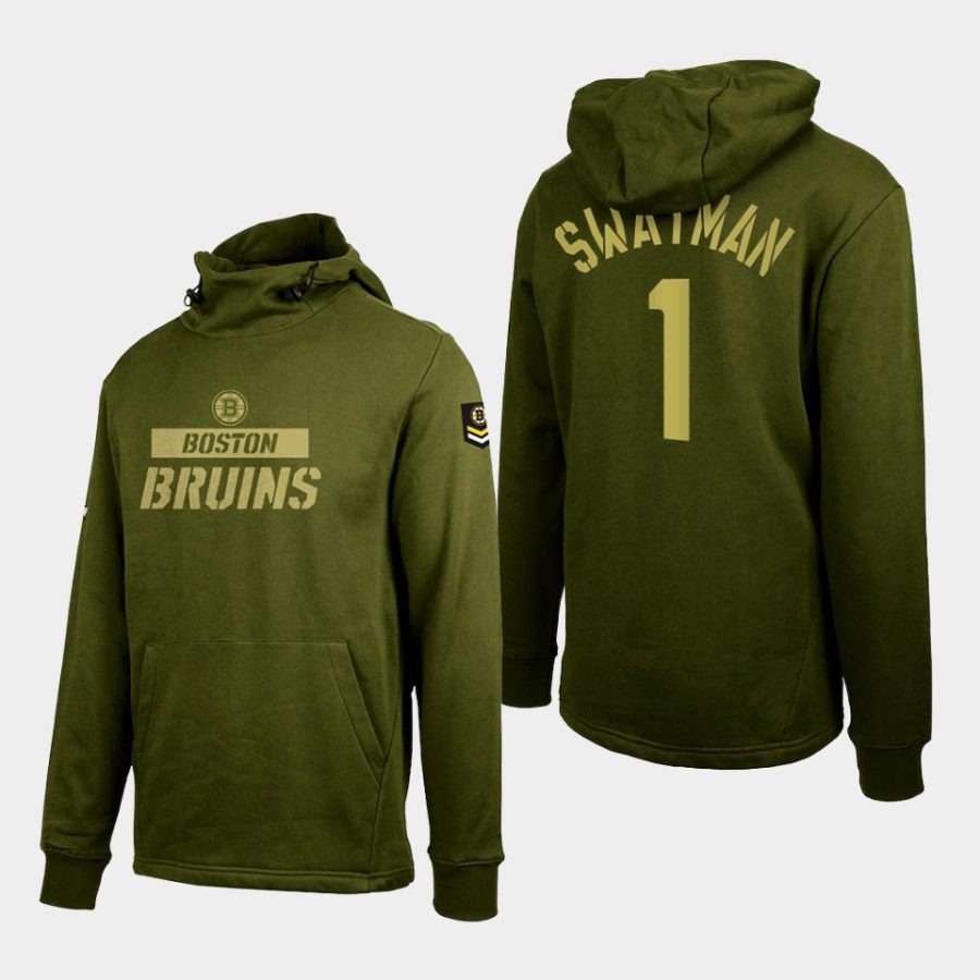 bruins jeremy swayman olive thrive levelwear hoodie