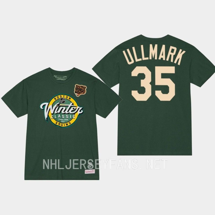 bruins linus ullmark green lockup tee 2023 winter classic t shirt