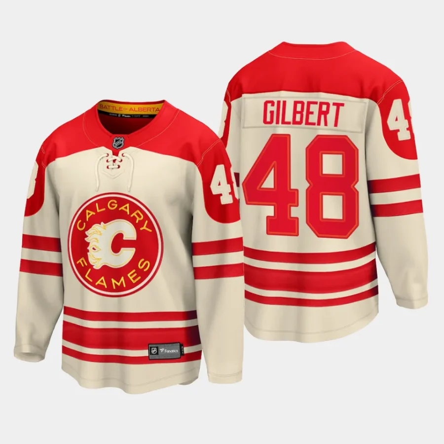 calgary flames dennis gilbert 2023 nhl heritage classic premier breakaway player jersey cream