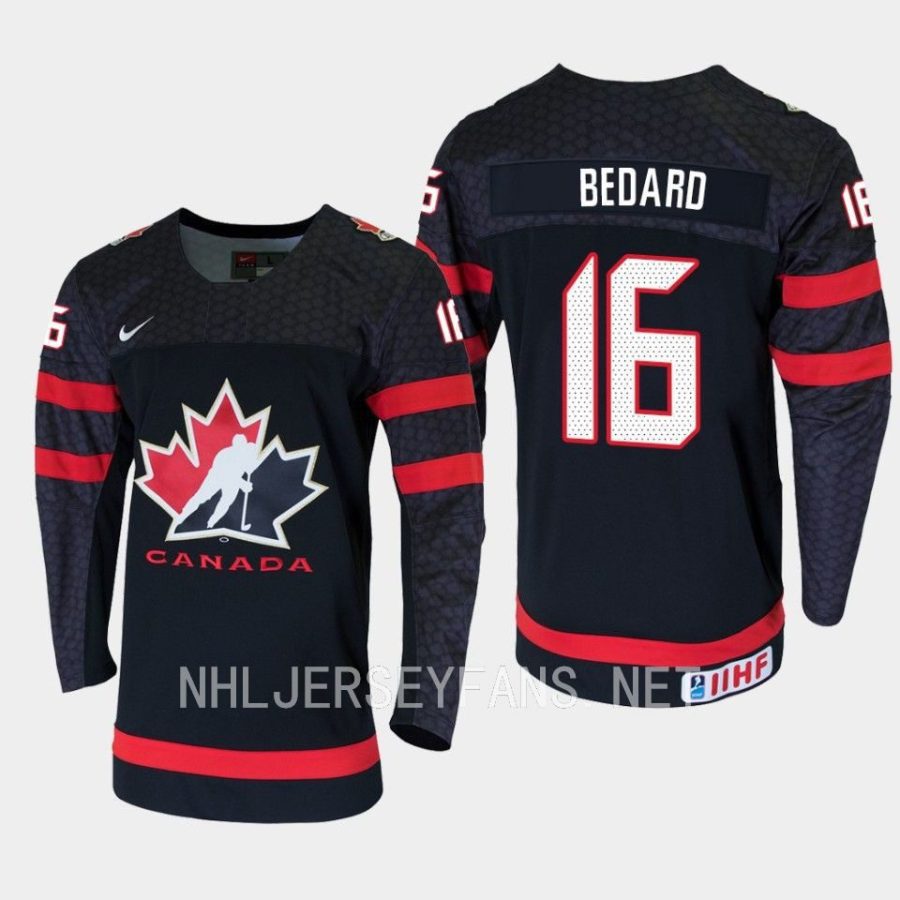 canada connor bedard 2023 iihf world junior champions jersey black