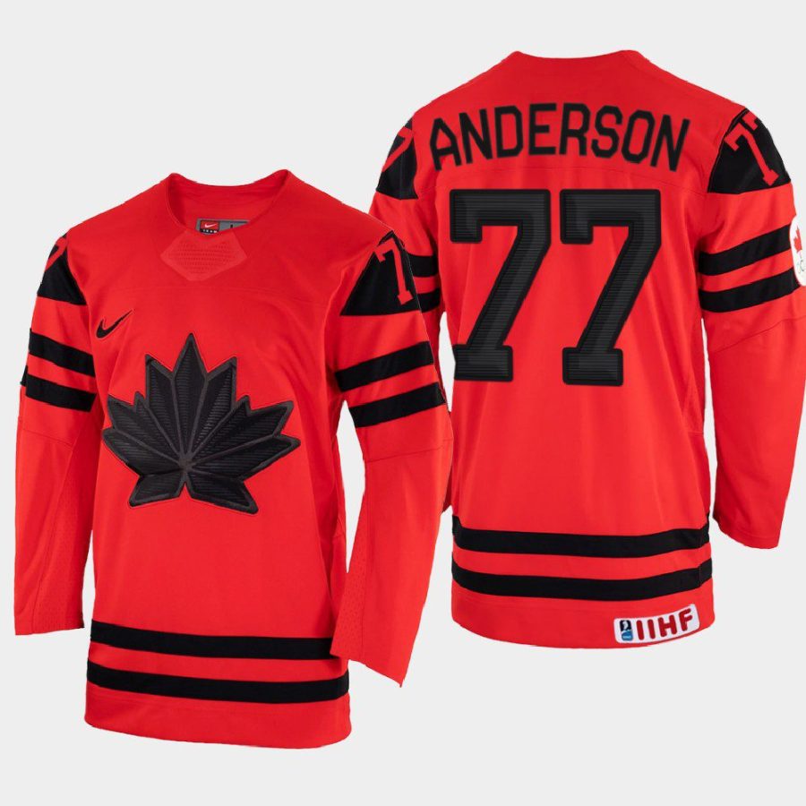 canada hockey josh anderson 2022 iihf world championship away jersey red