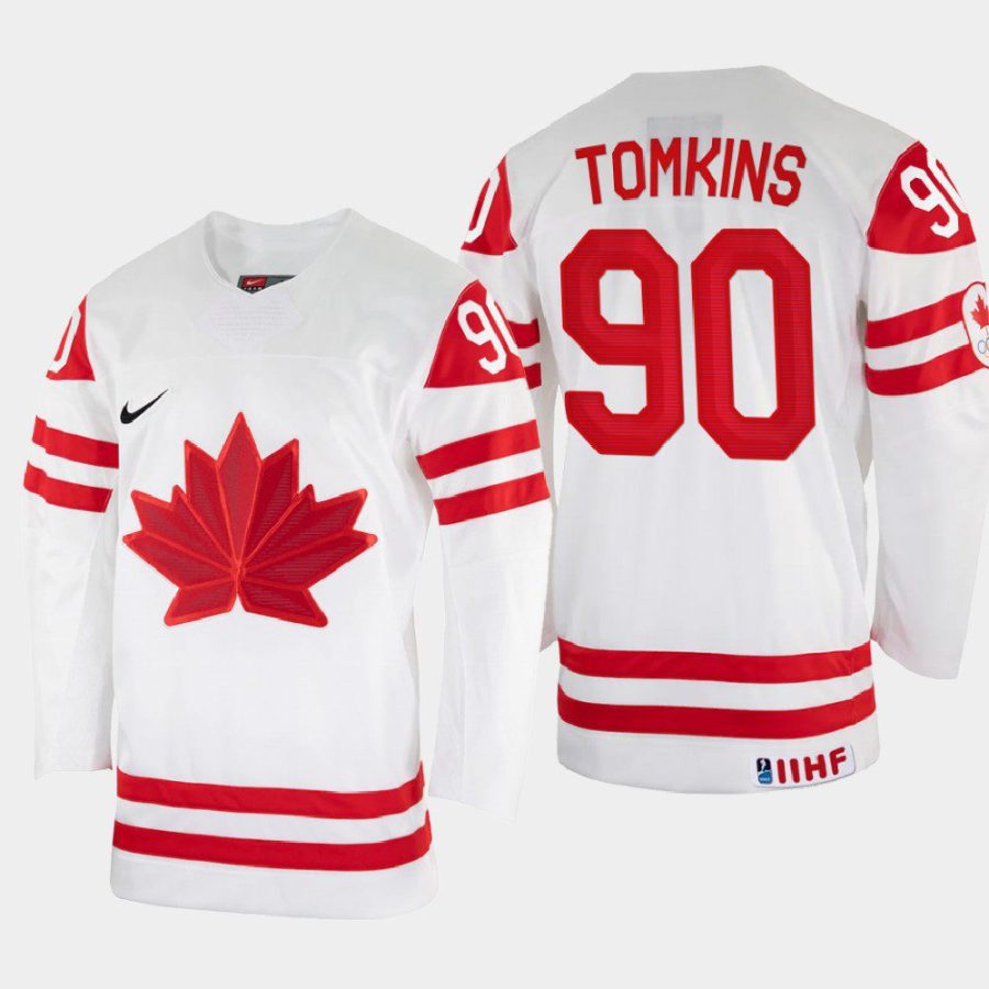 canada hockey matt tomkins 2022 iihf world championship home jersey white