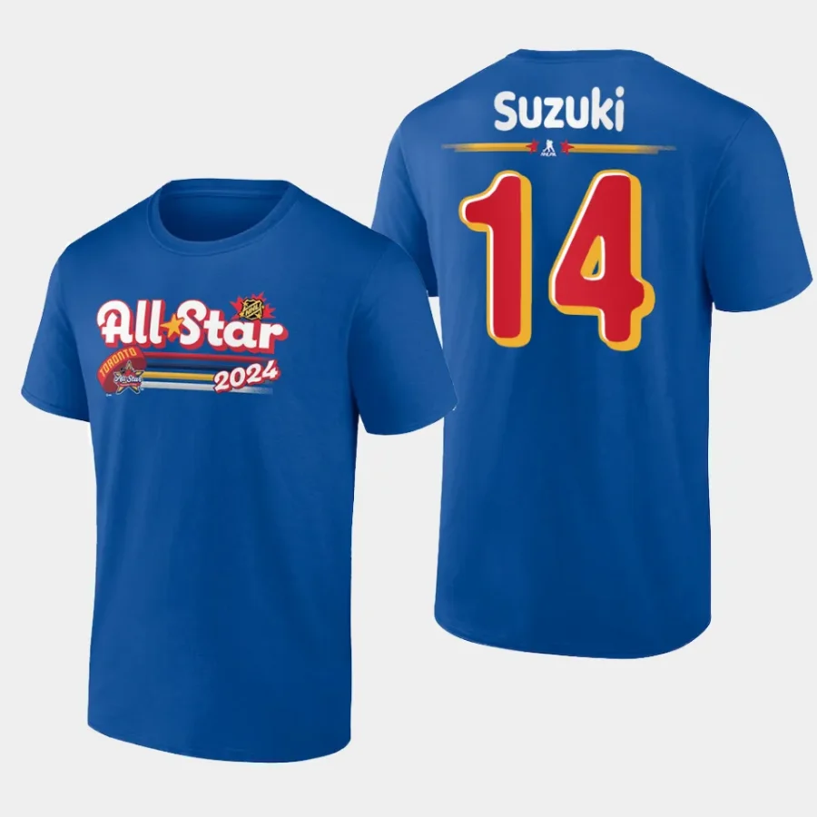 canadiens nick suzuki royal 2024 nhl all star name number t shirt