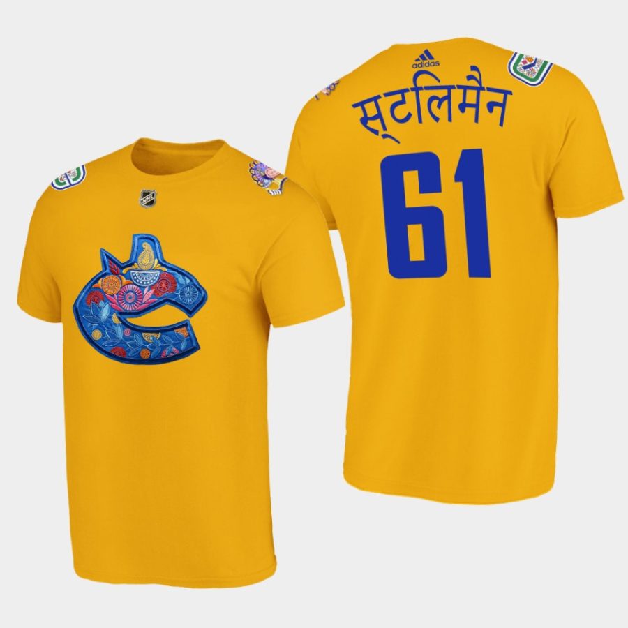 canucks riley stillman yellow diwali night limited t shirt