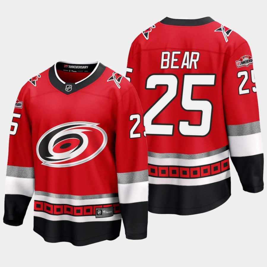 carolina hurricanes ethan bear 25th anniversary premier jersey red