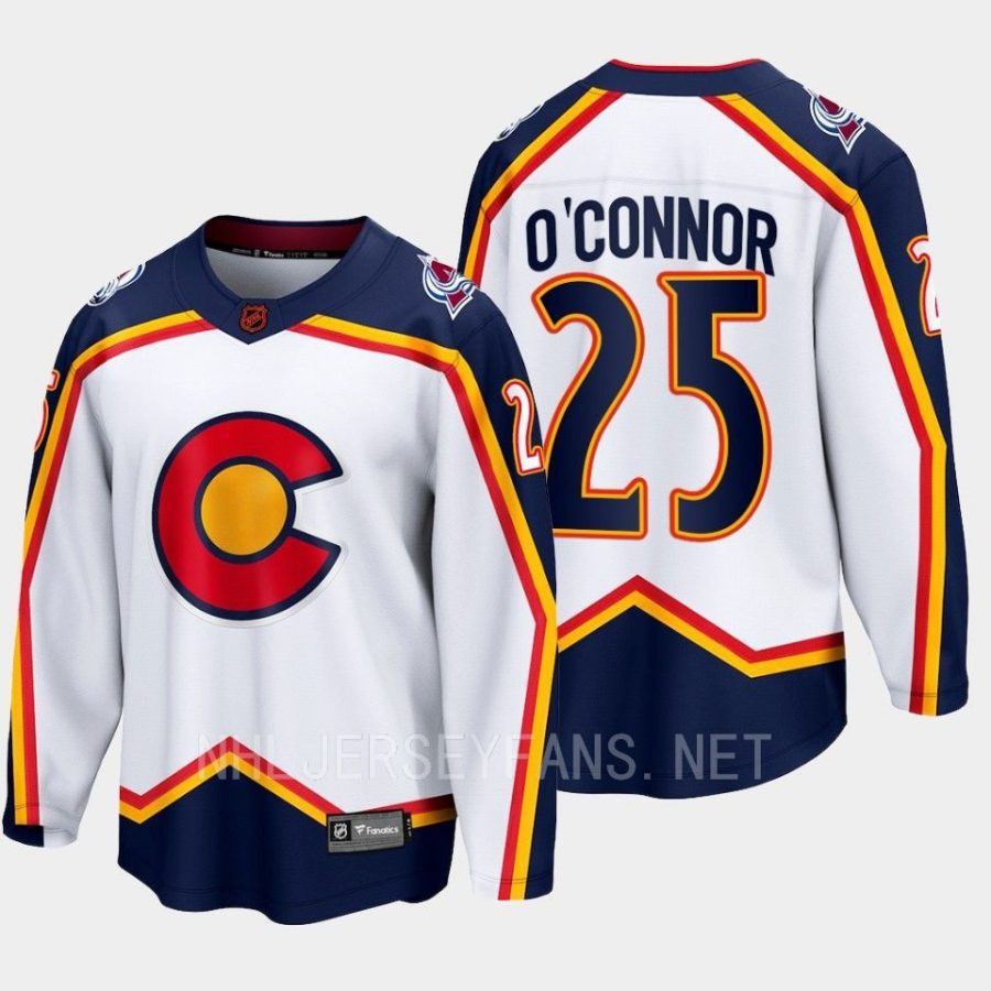 colorado avalanche logan oconnor special edition 2.0 2022 breakaway retro jersey white