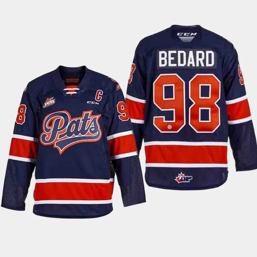 connor bedard regina pats blue 2023 nhl draft whl jersey