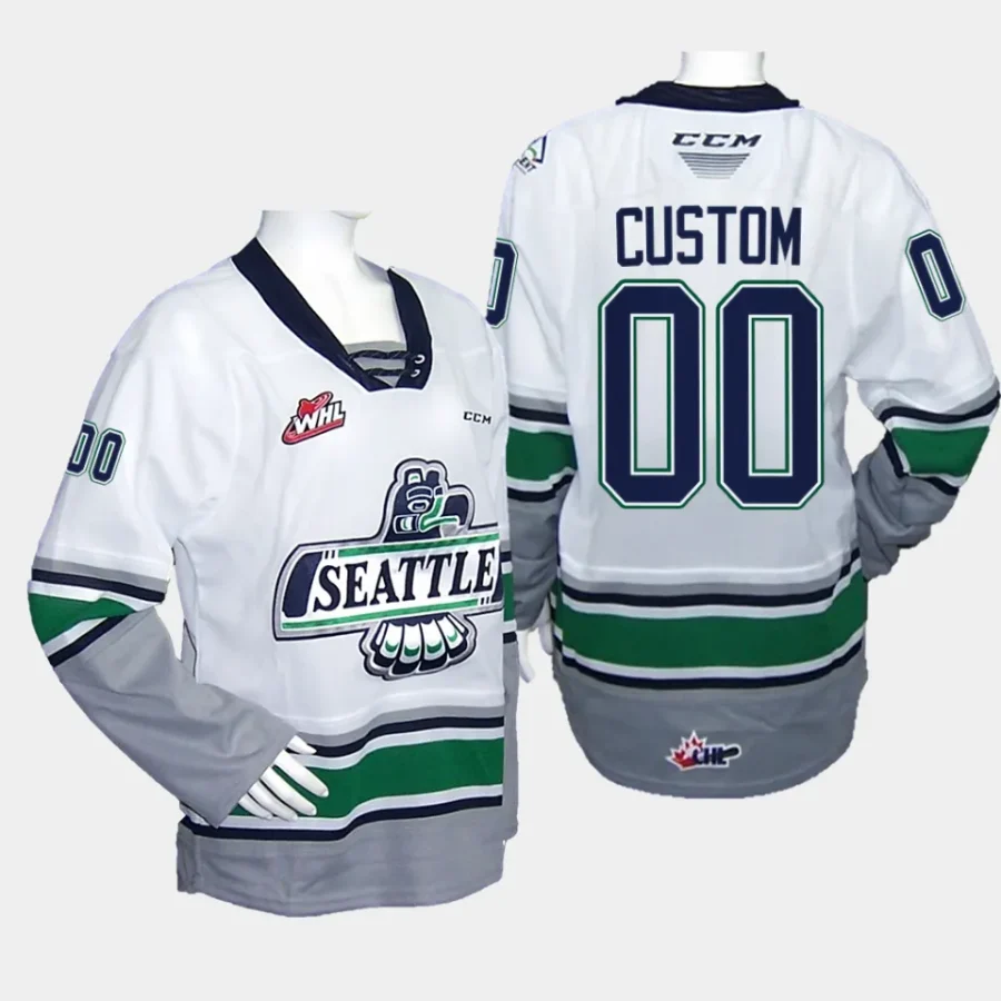 custom seattle thunderbirds white 2023 whl championship replica jersey