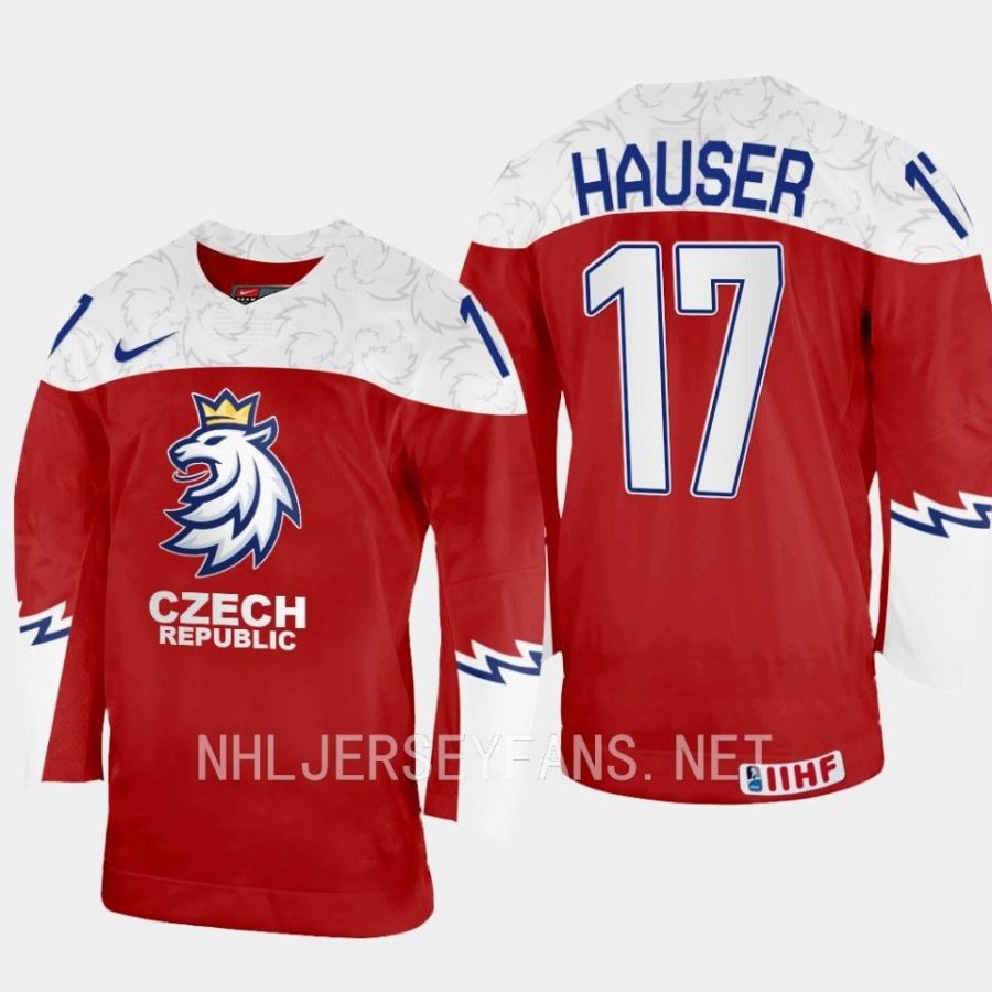 czech republic petr hauser 2023 iihf world junior championship jersey red