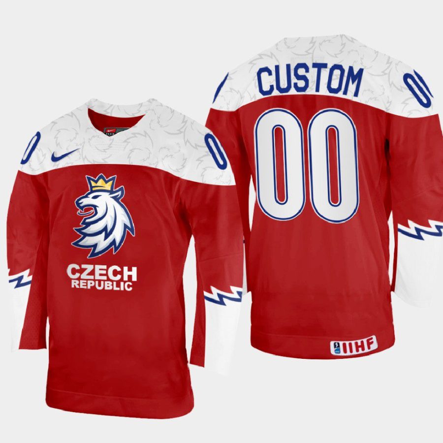 czechia hockey custom 2022 iihf world championship away jersey red