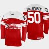 denmark hockey mathias bau hansen 2022 iihf world championship away jersey red