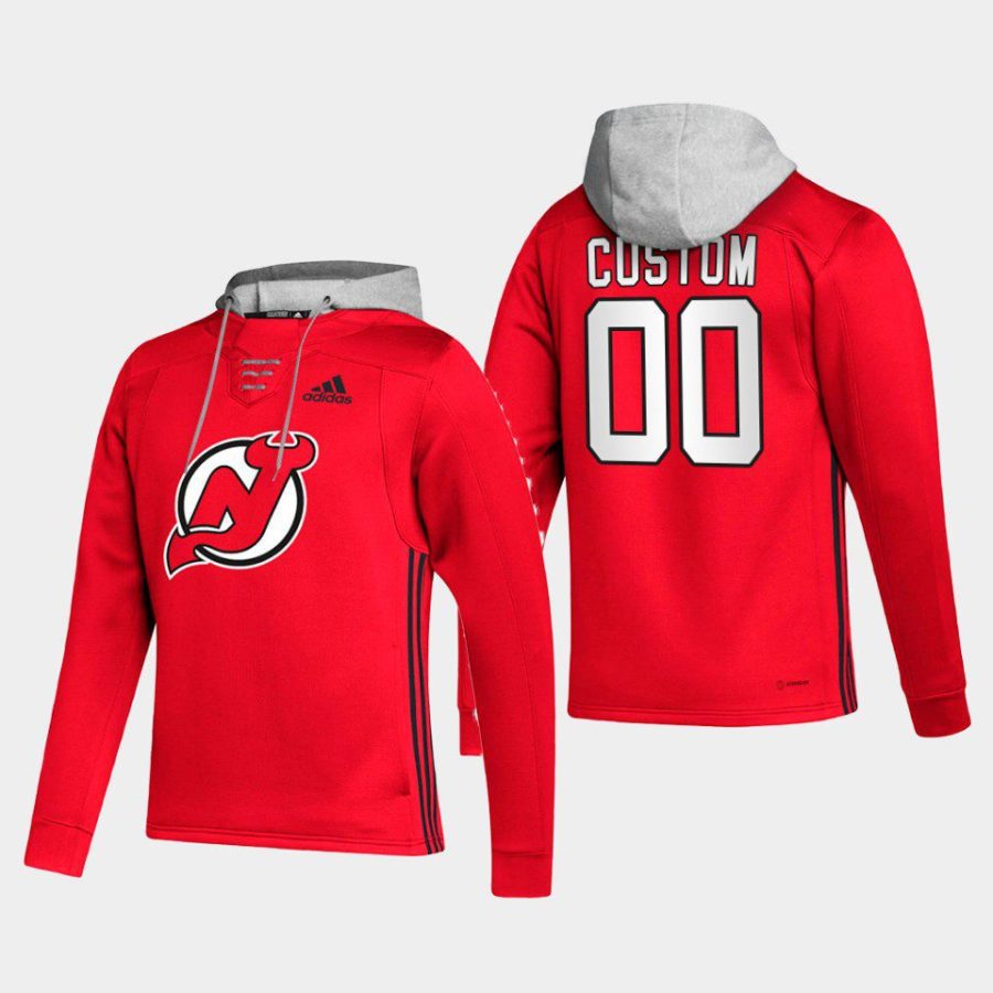 devils custom red skate lace up hoodie