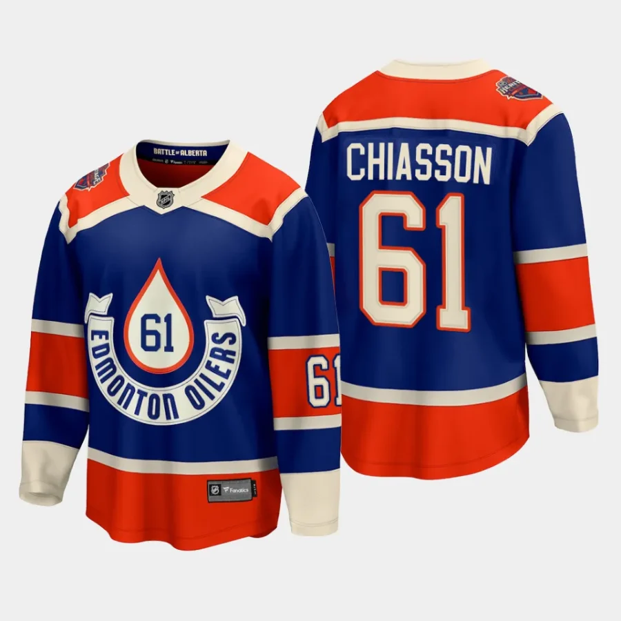 edmonton oilers jake chiasson 2023 nhl heritage classic premier breakaway player jersey royal