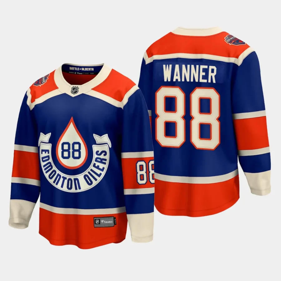 edmonton oilers maximus wanner 2023 nhl heritage classic premier breakaway player jersey royal