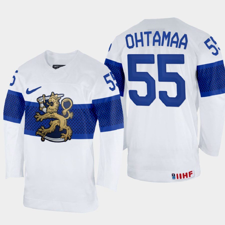 finland hockey atte ohtamaa 2022 iihf world championship home jersey white