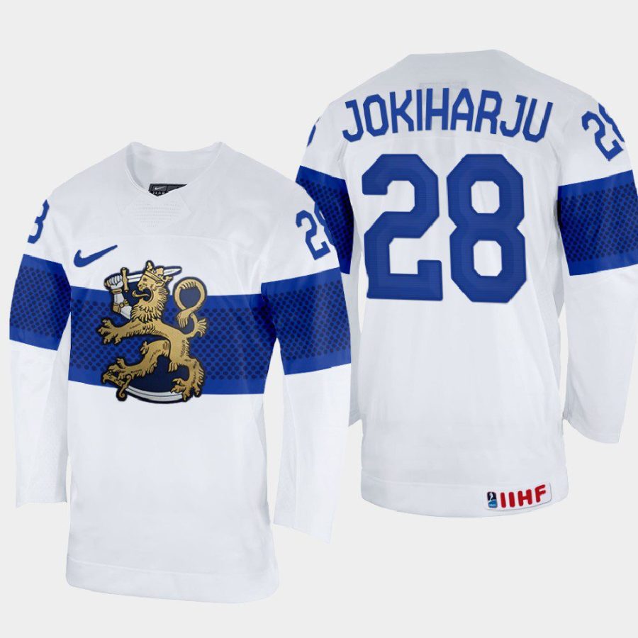 finland hockey henri jokiharju 2022 iihf world championship home jersey white