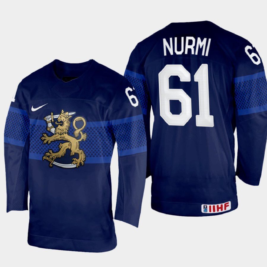 finland hockey markus nurmi 2022 iihf world championship away jersey navy