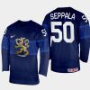 finland hockey mikael seppala 2022 iihf world championship away jersey navy