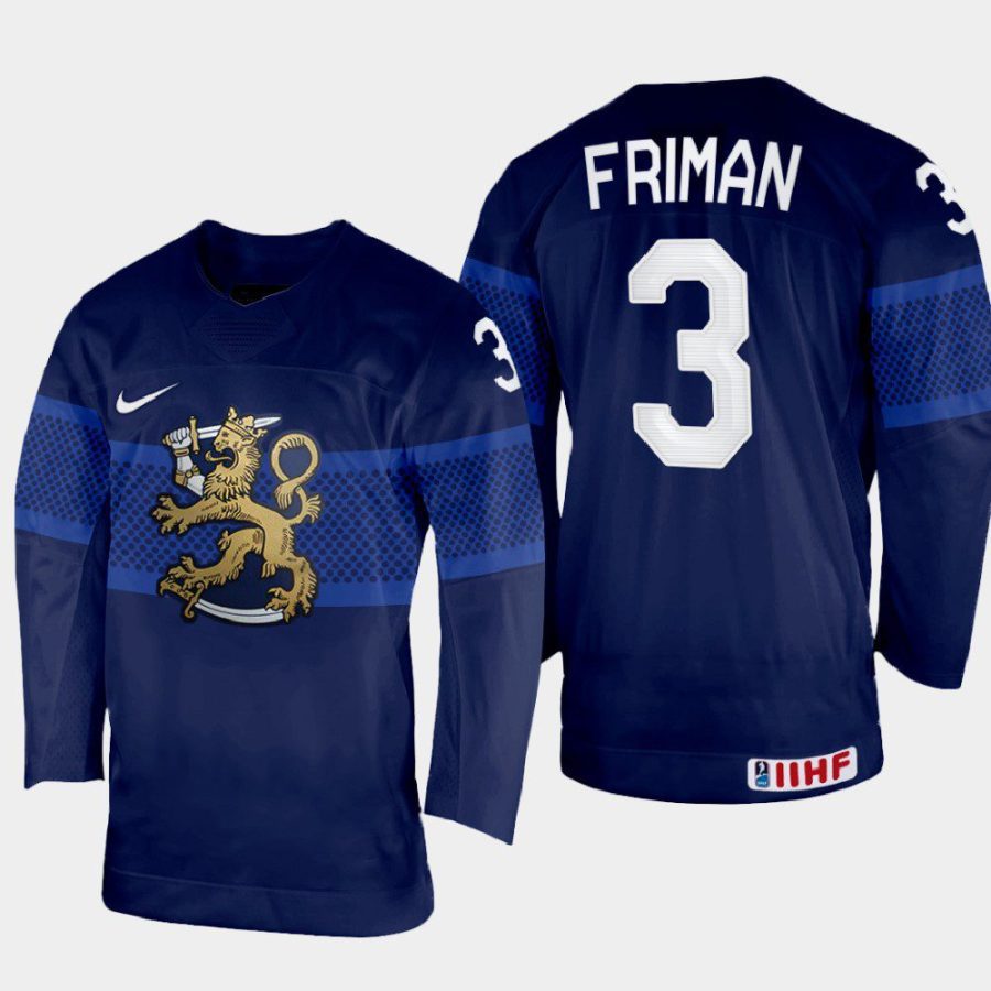 finland hockey niklas friman 2022 iihf world championship away jersey navy