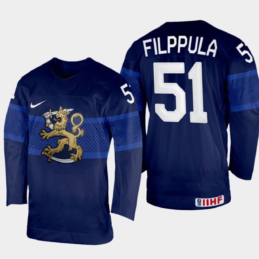 finland hockey valtteri filppula 2022 iihf world championship away jersey navy