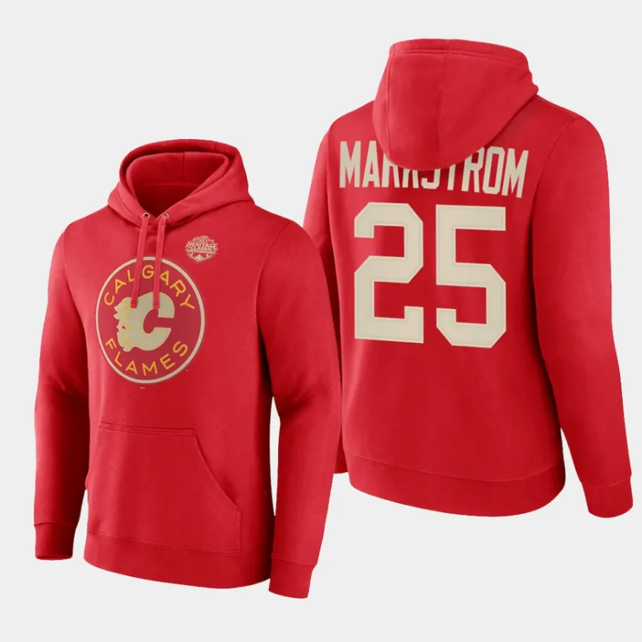 flames jacob markstrom red 2023 nhl heritage classic pullover hoodie