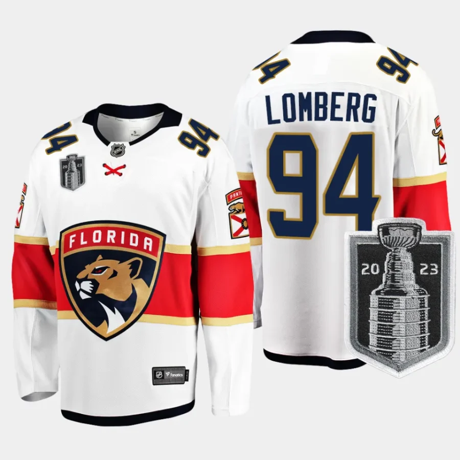 florida panthers ryan lomberg 2023 stanley cup final away breakaway player jersey white