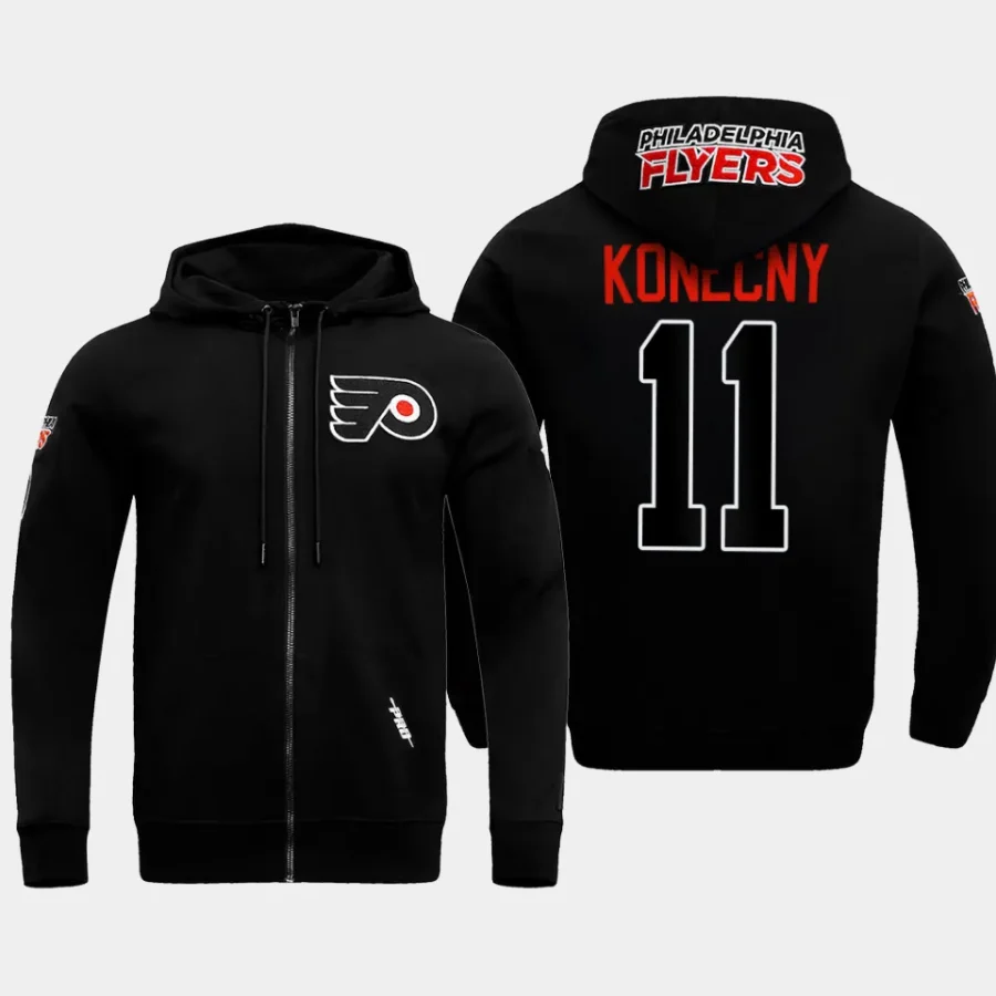 flyers travis konecny black classic chenille full zip jacket hoodie