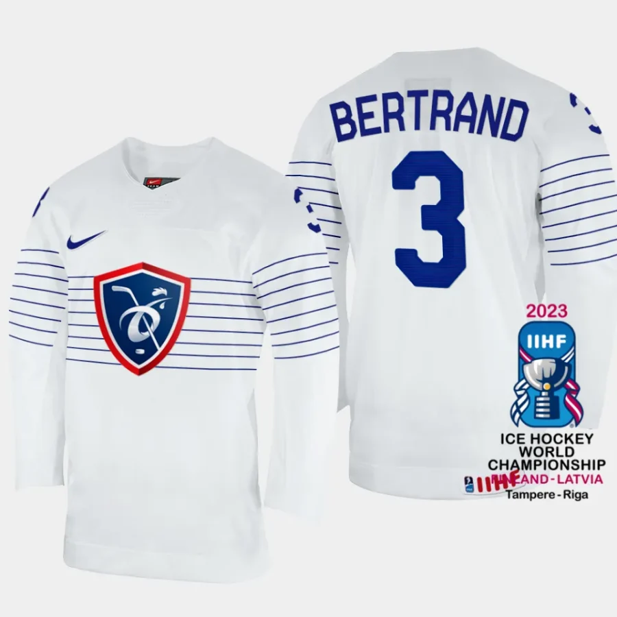 france hockey charles bertrand 2023 iihf world championship men home jersey white