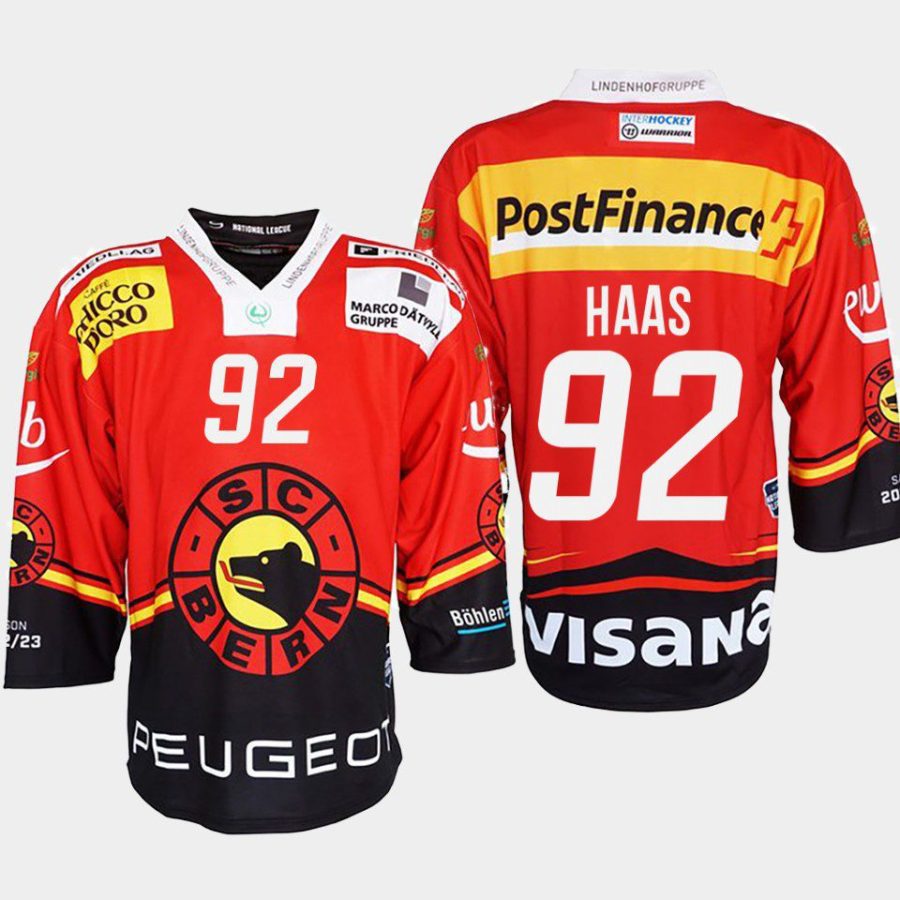 gaetan haas sc bern red ice hockey shirt jersey