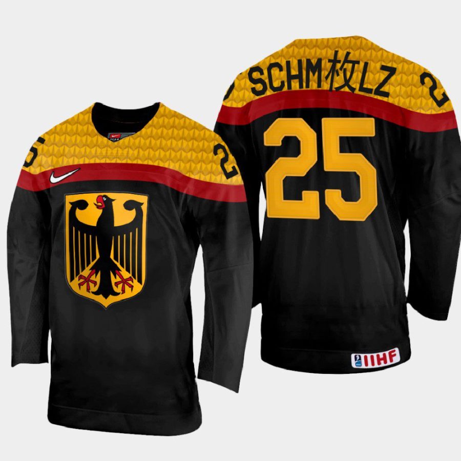 germany hockey daniel schmolz 2022 iihf world championship away jersey black