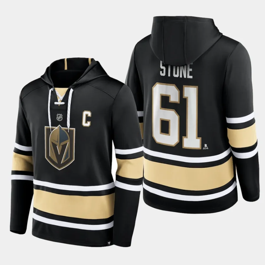 golden knights mark stone black name number lace up pullover hoodie