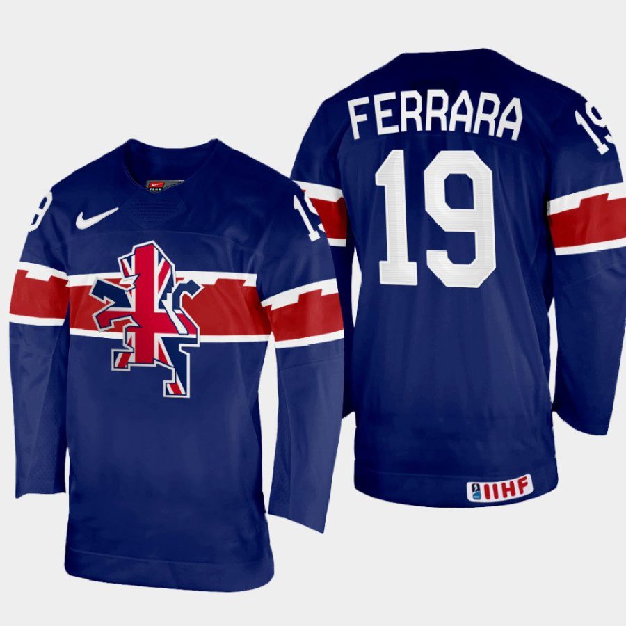 great britain hockey luke ferrara 2022 iihf world championship away jersey navy